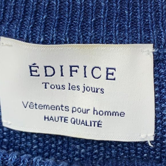 Japanese Designer EDIFICE Cotton Wool Blend Knit Crewneck‎ Sweater - Picture 2 of 12